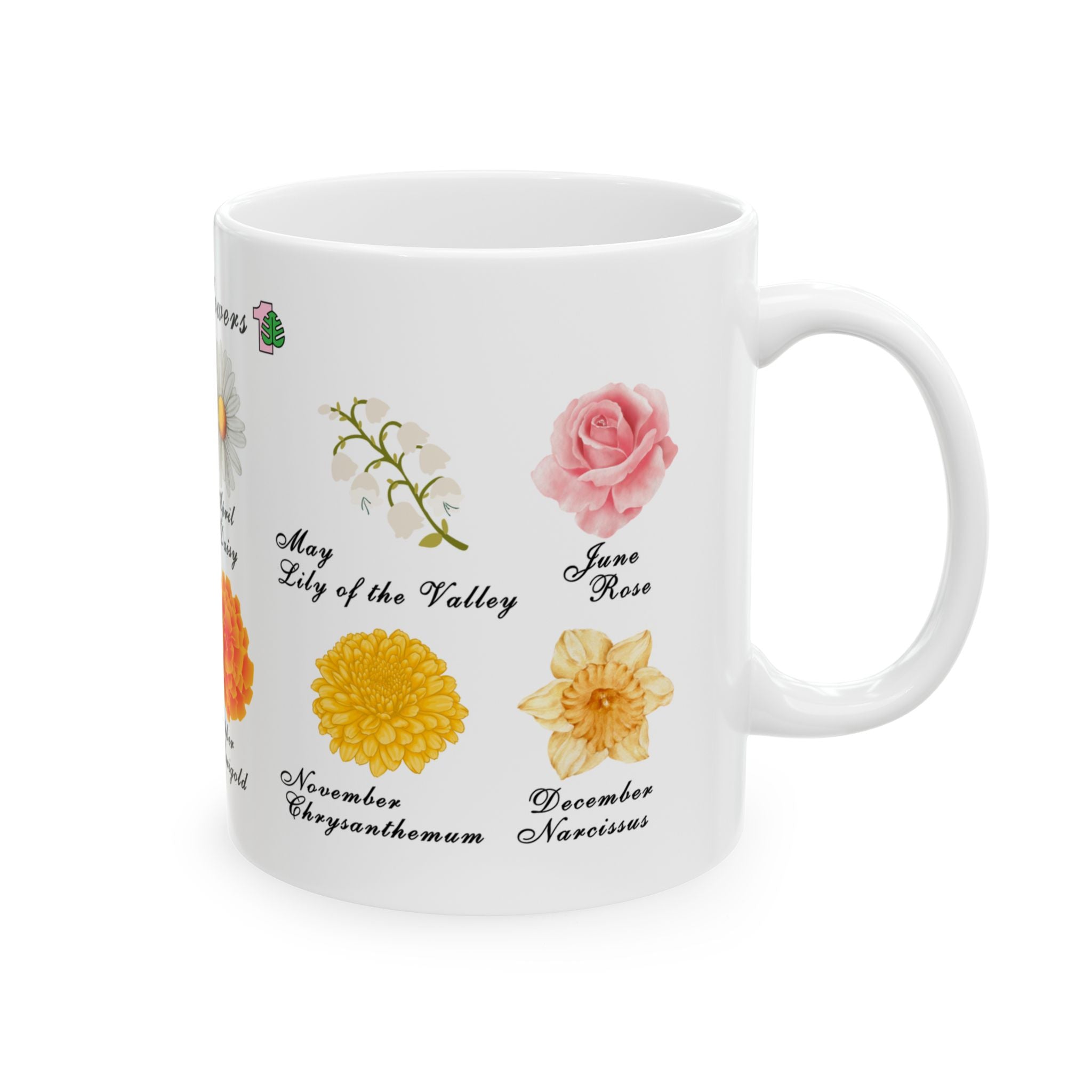 Ceramic Coffee Mug: 11oz Birth Flowers