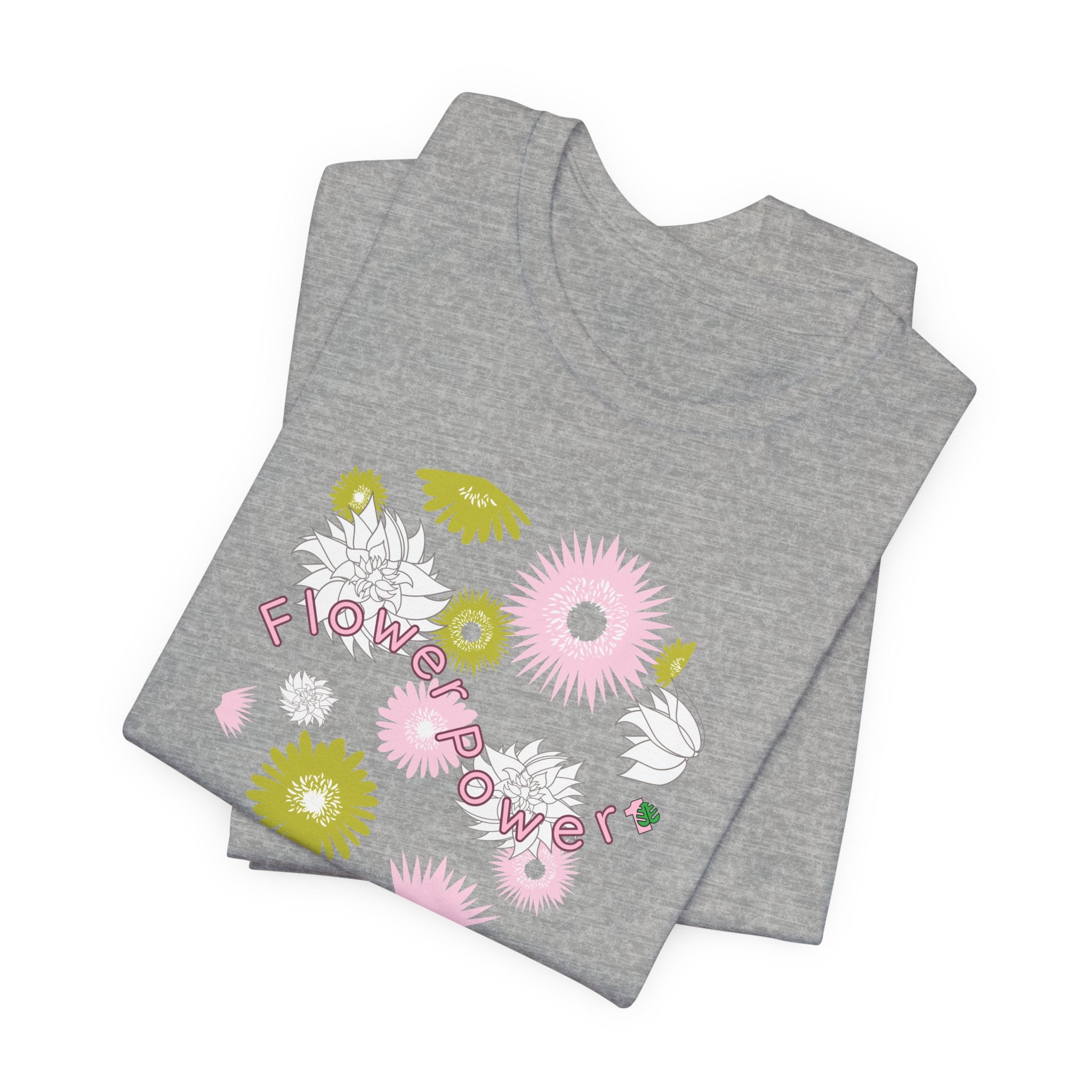 Flower Power Jersey Tee, A Vintage Floral Statement for Nature Lovers - Athletic Heather