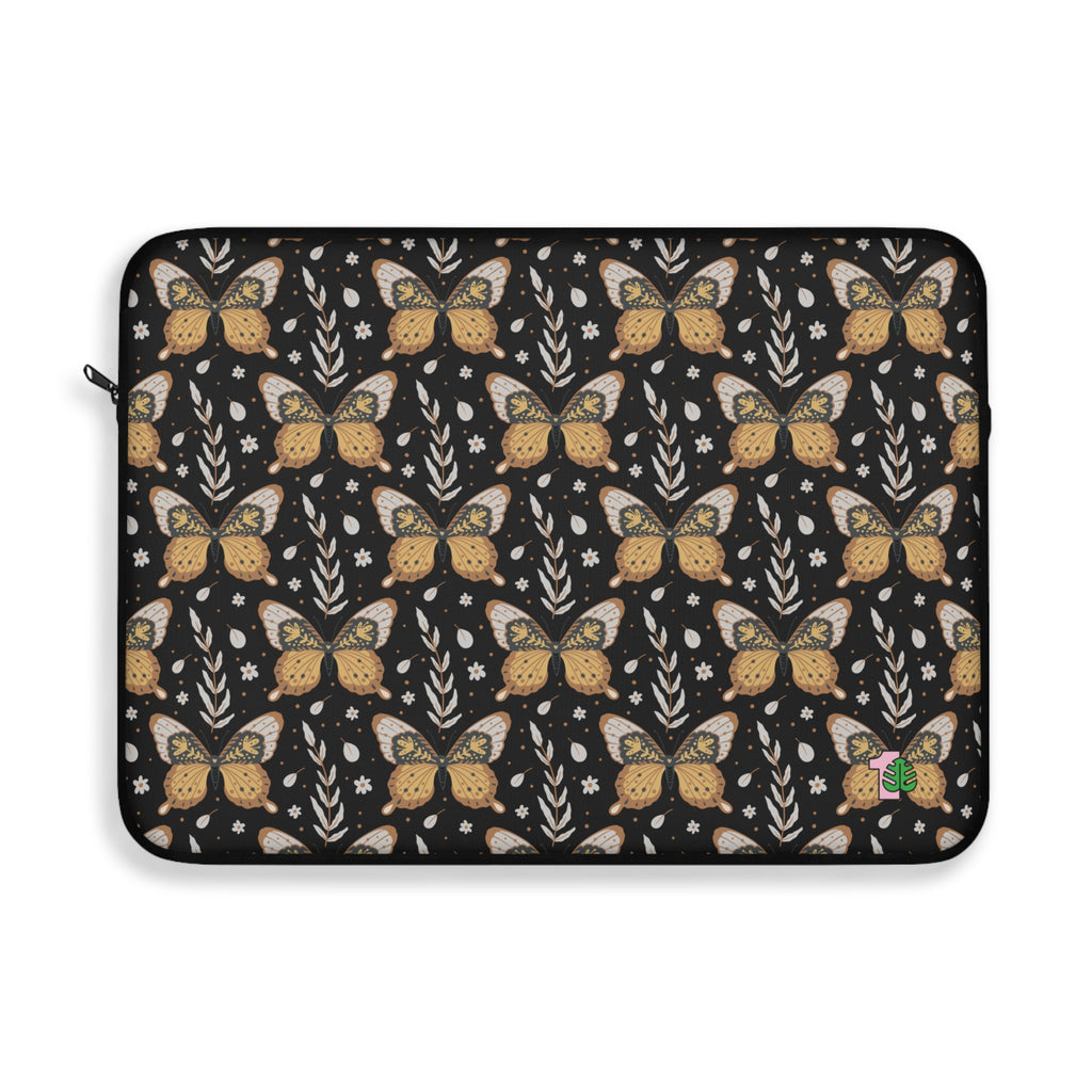 15" Laptop Sleeve - Black Boho Butterfly