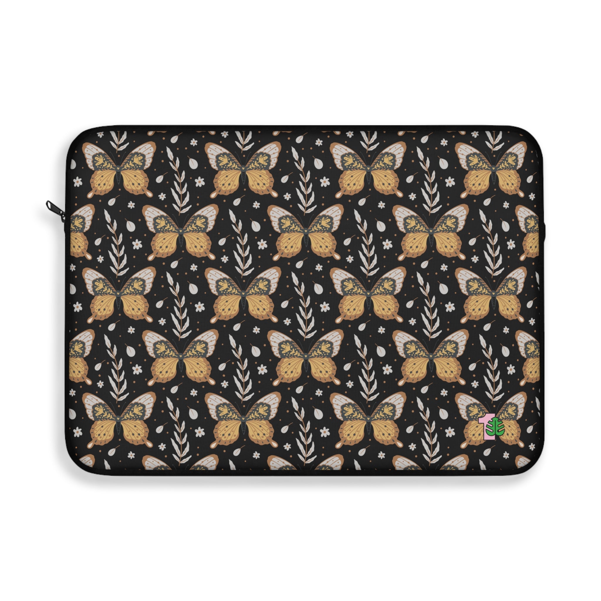 15" Laptop Sleeve - Black Boho Butterfly