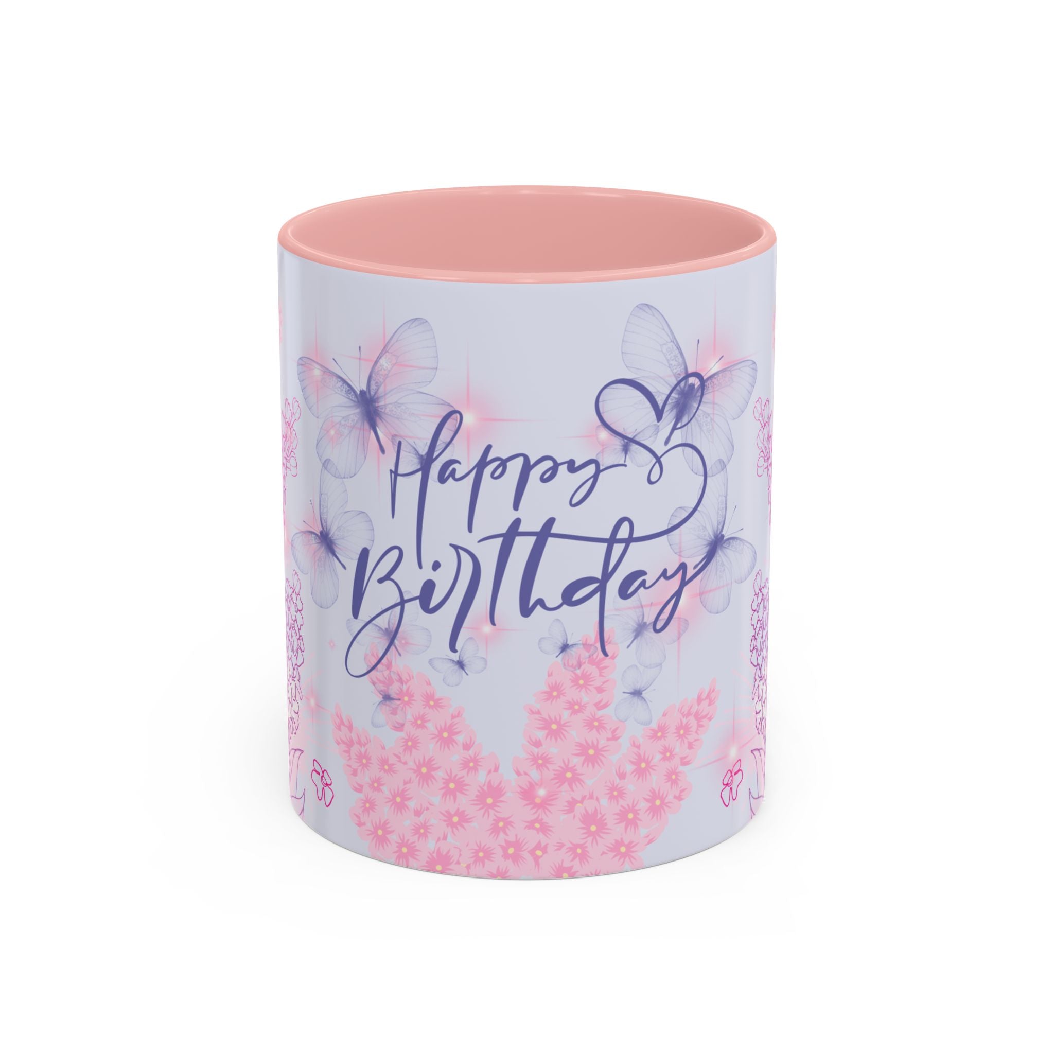 Coffee Mug - Pink Accent, Happy Birthday Mug