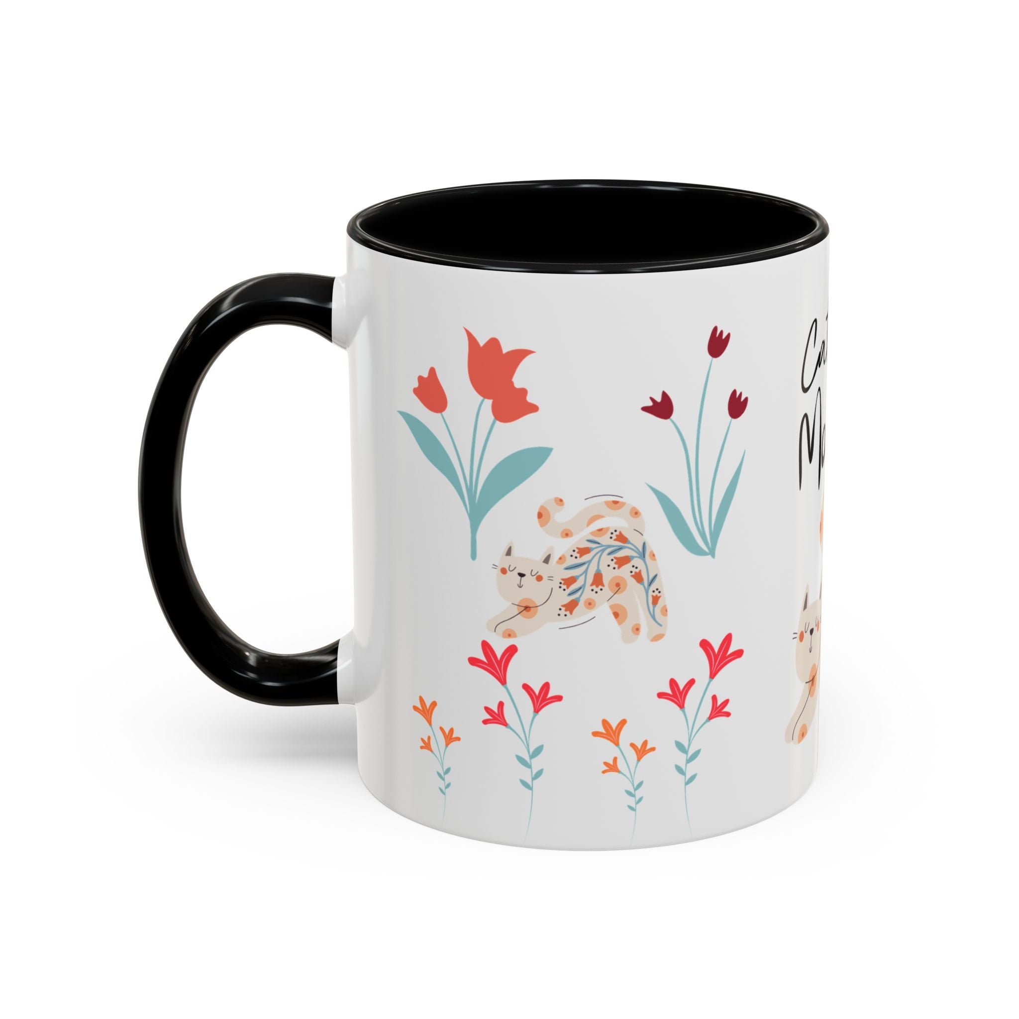 Coffee Mug - Black Accent, Cat Mom
