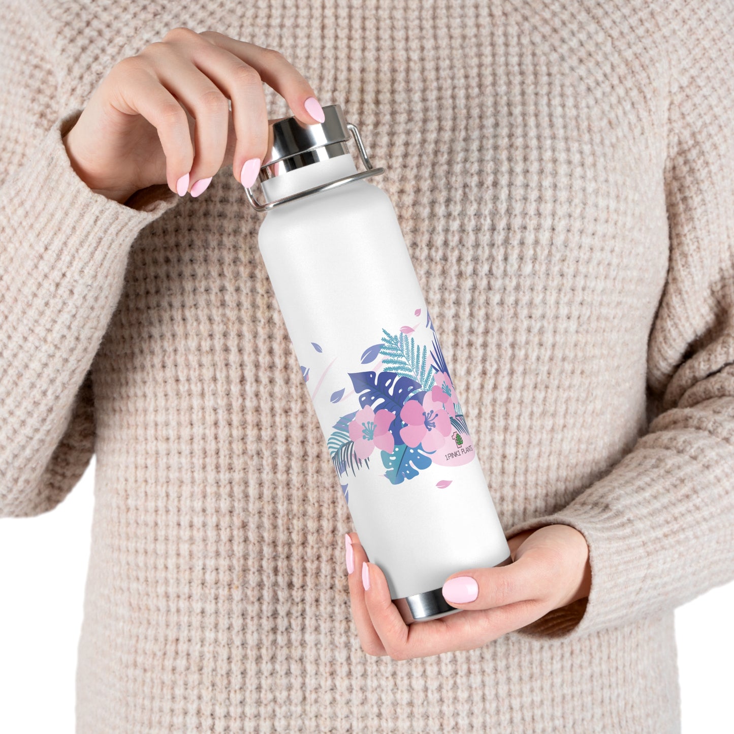 22oz Insulated Water Bottle - Hot or Cold Water Bottle, Cute Tropical