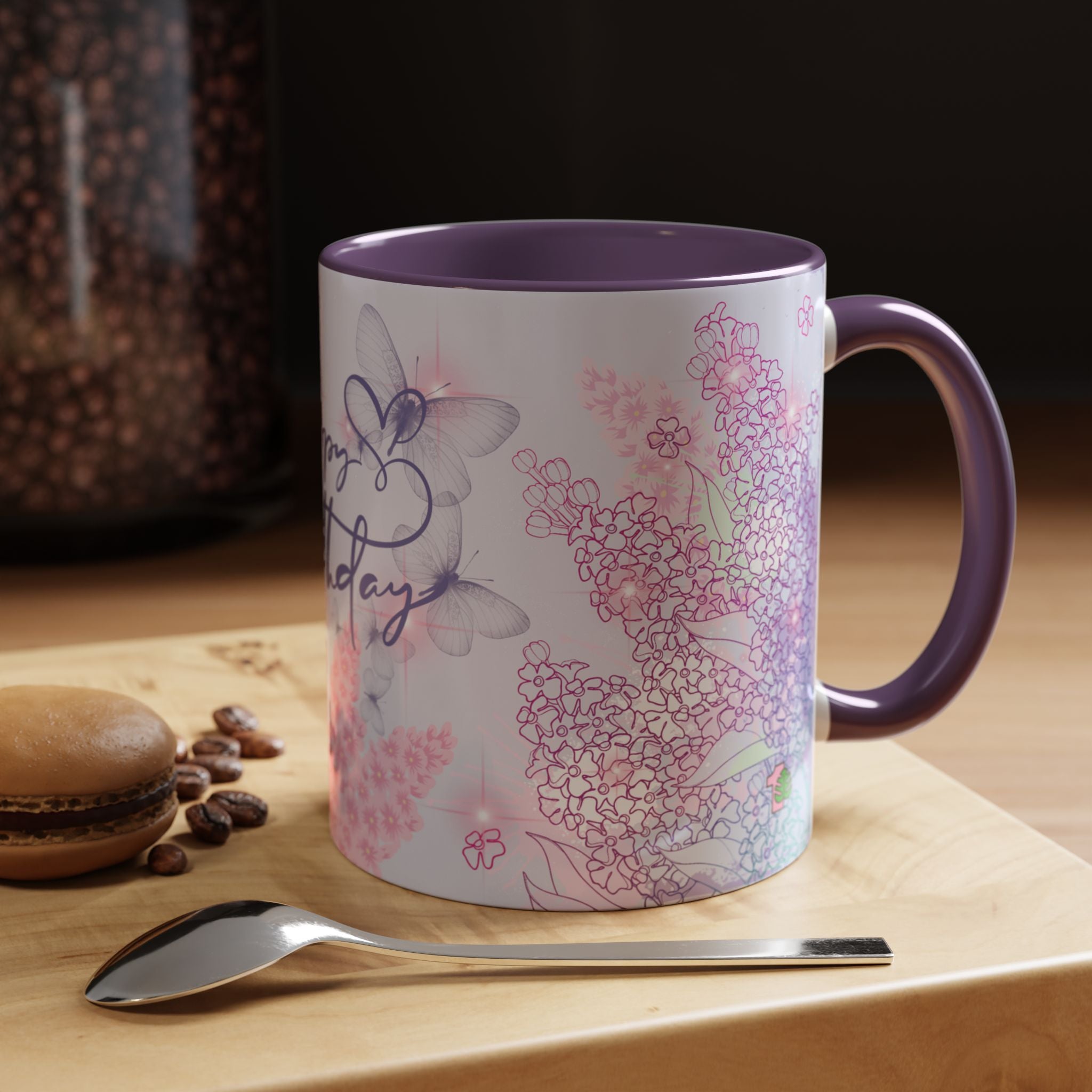 Coffee Mug - Purple Accent, Happy Birthday Mug