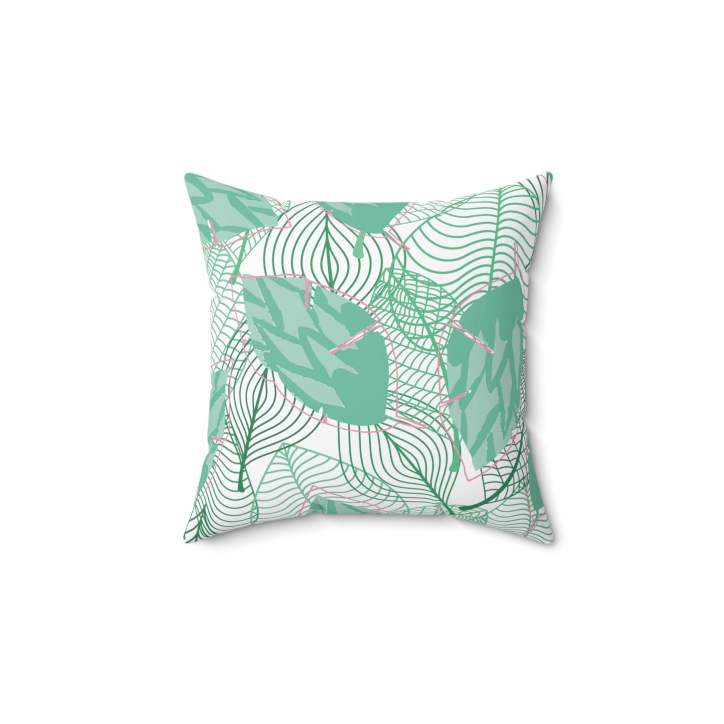 Square Pillow Green Leaves