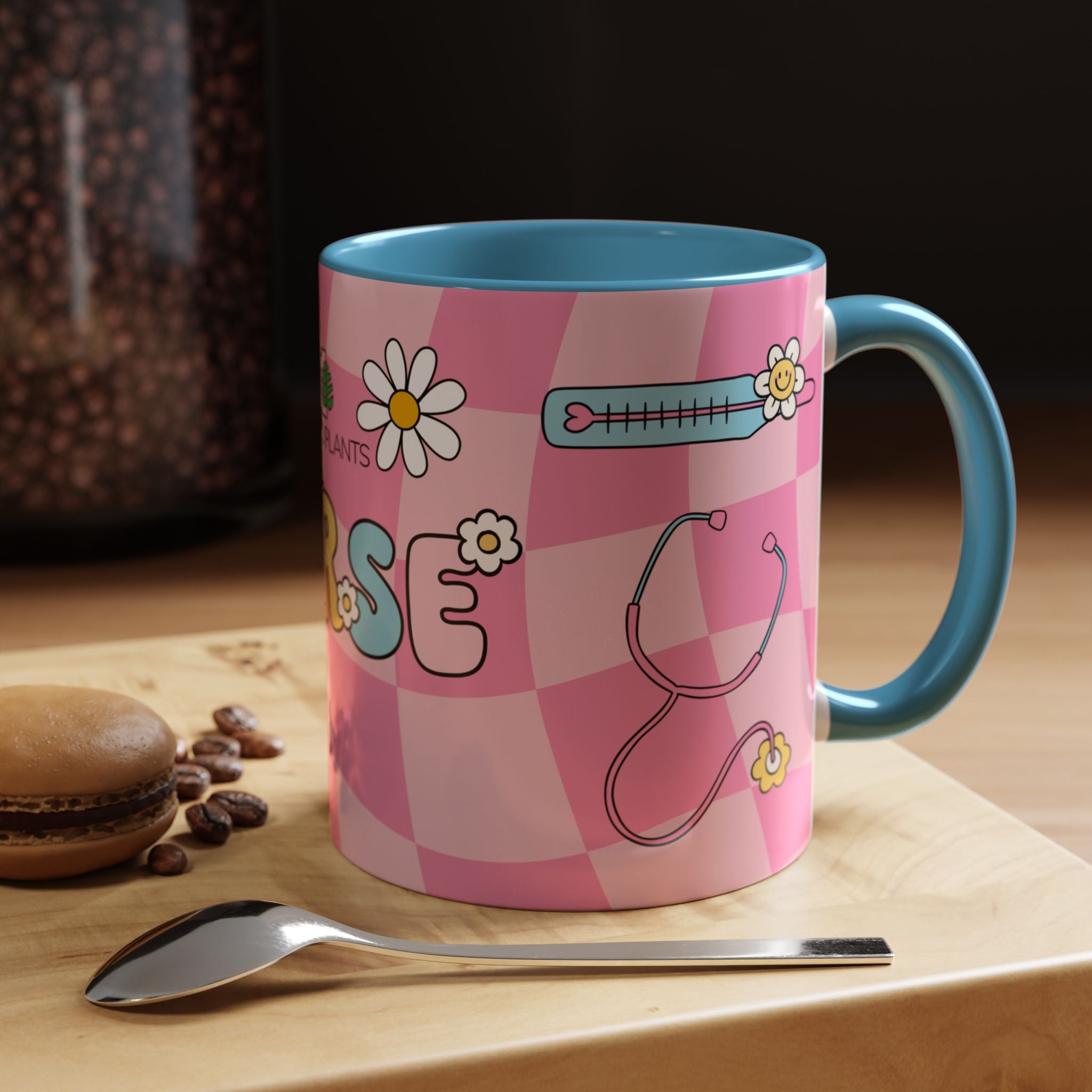 Coffee Mug - Light Blue Accent, Retro Nurse