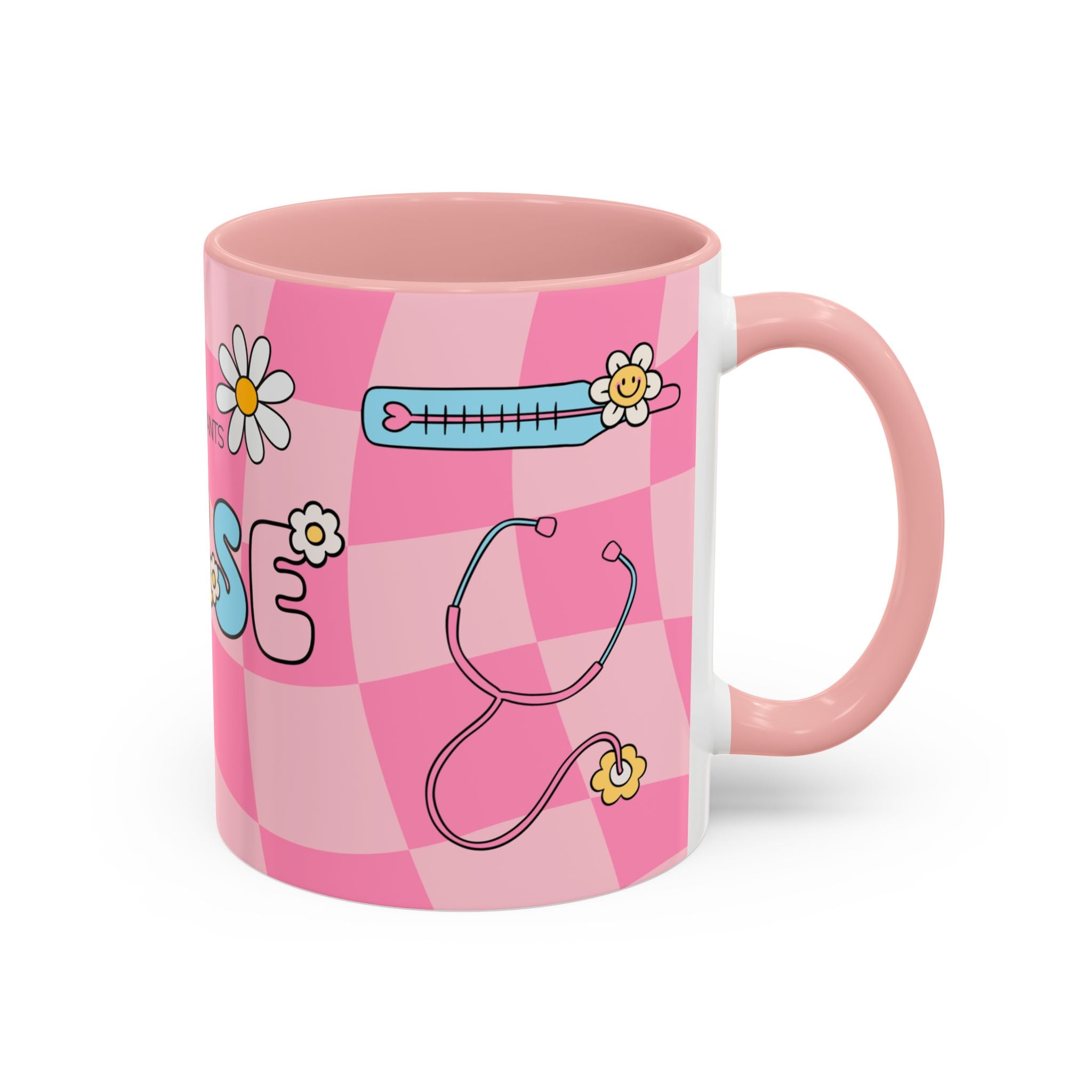 Coffee Mug - Pink Accent, Retro Nurse