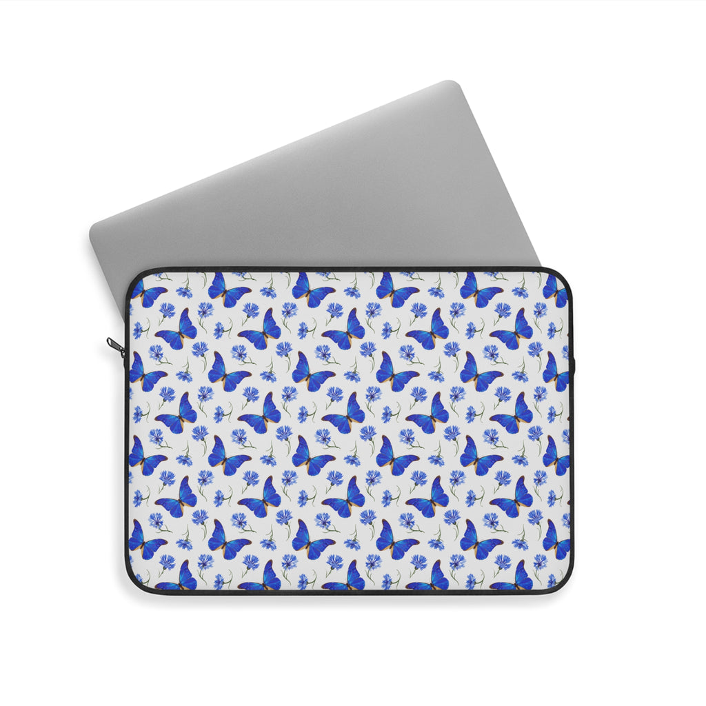 15" Laptop Sleeve - Blue Flowers and Butterflies