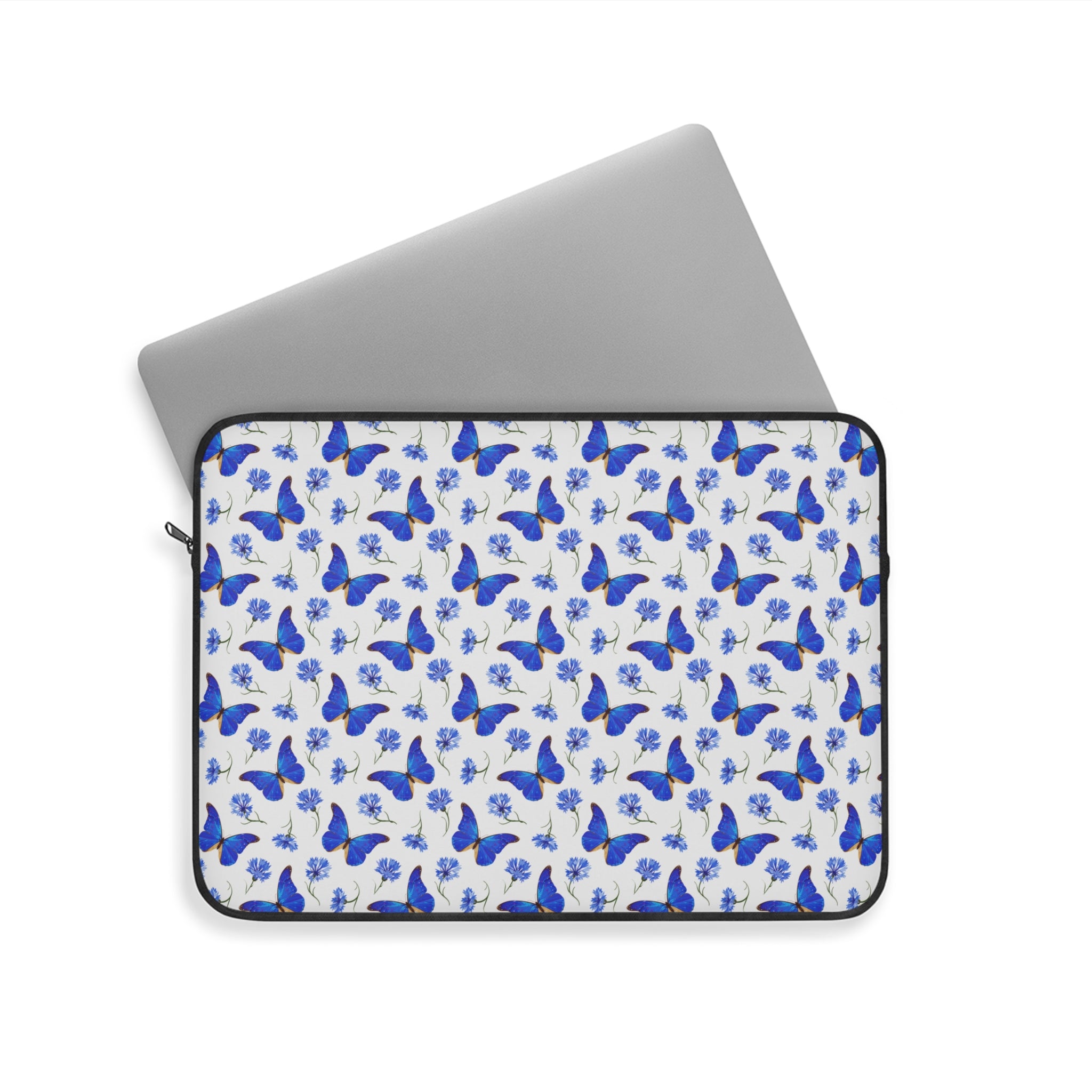 15" Laptop Sleeve - Blue Flowers and Butterflies