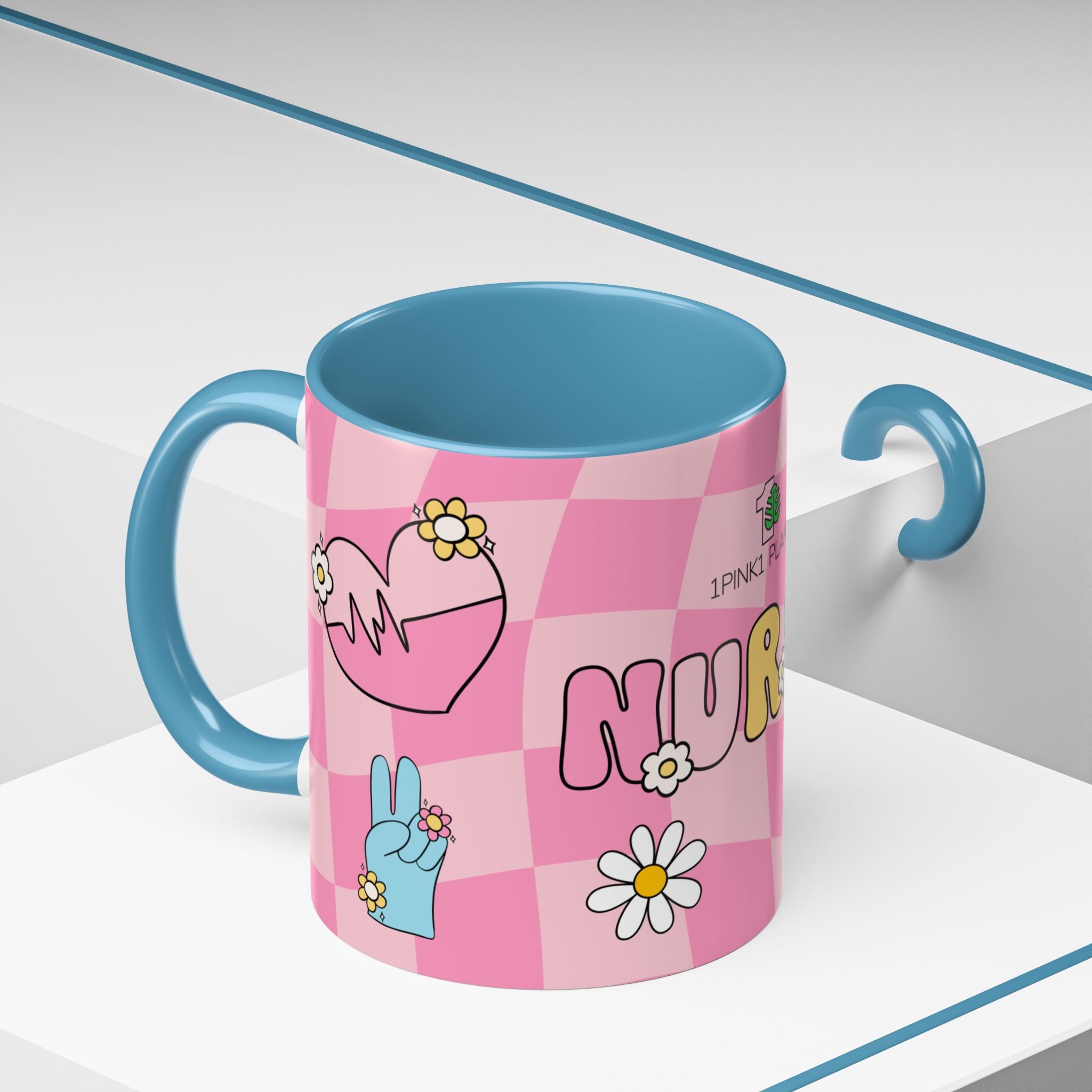 Coffee Mug - Light Blue Accent, Retro Nurse