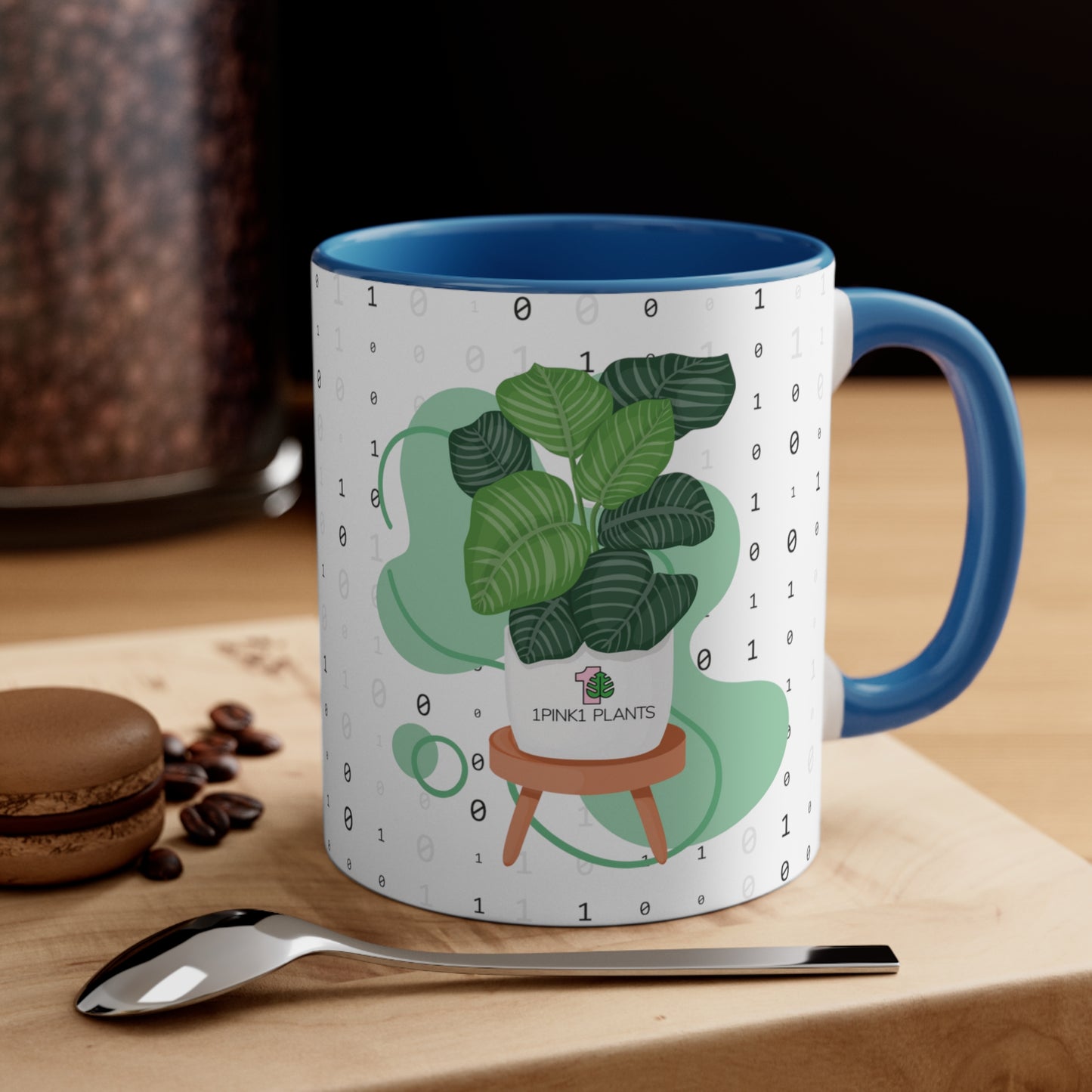 11 oz Ceramic Plant Coffee Mug with Code Design, House Plant Mug, Code Mug