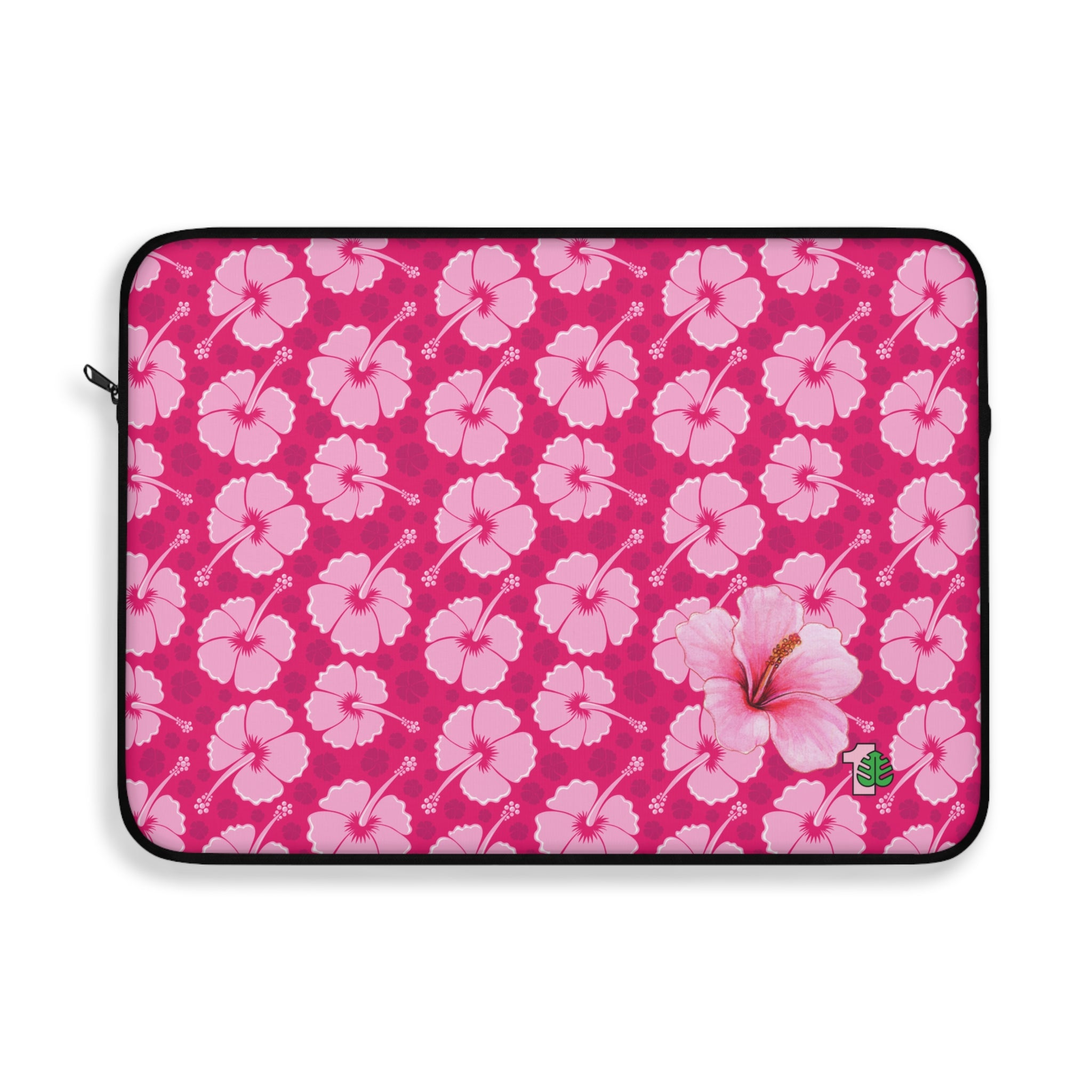 Pink floral laptop sleeve on a white background