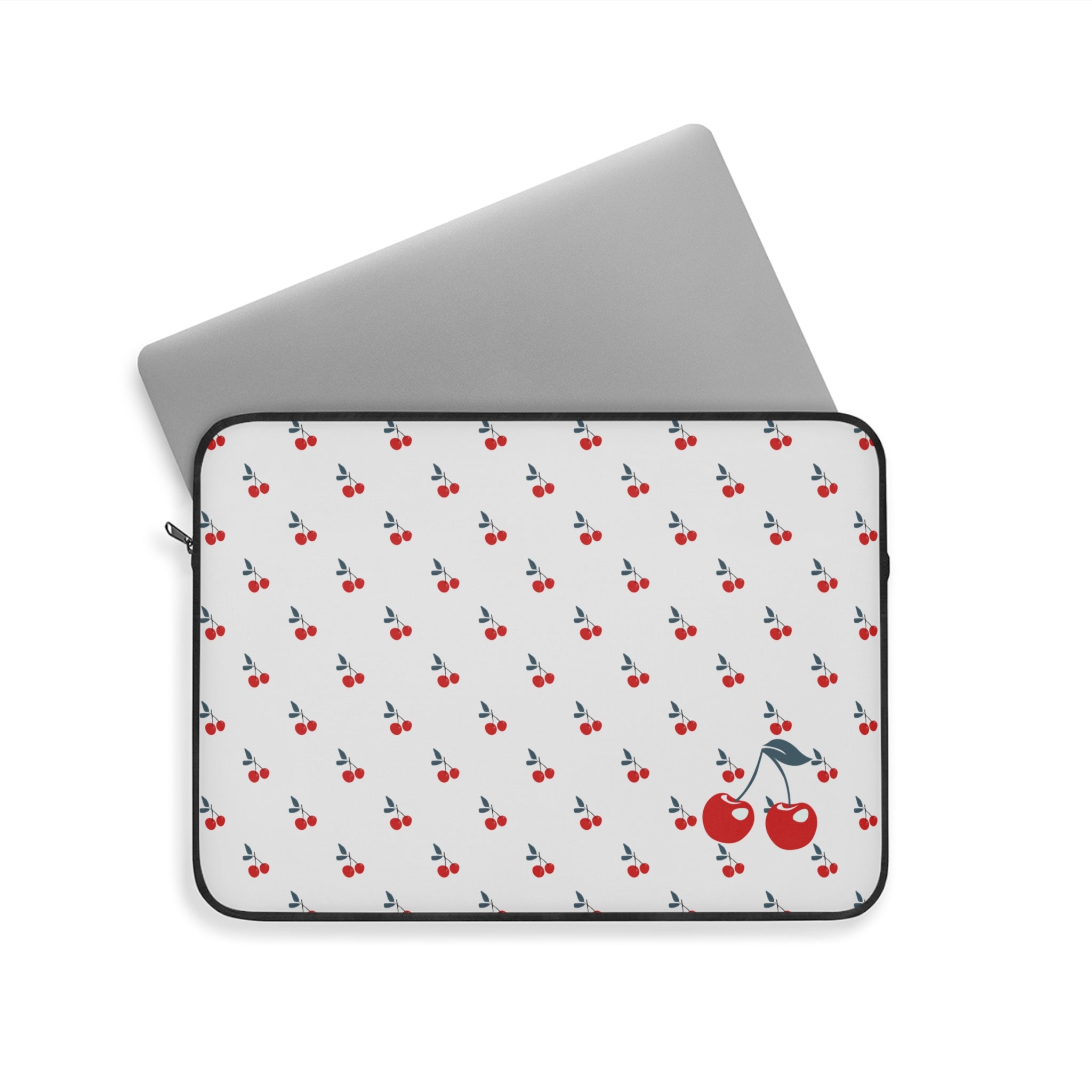 Laptop cover with cherry pattern on a white background