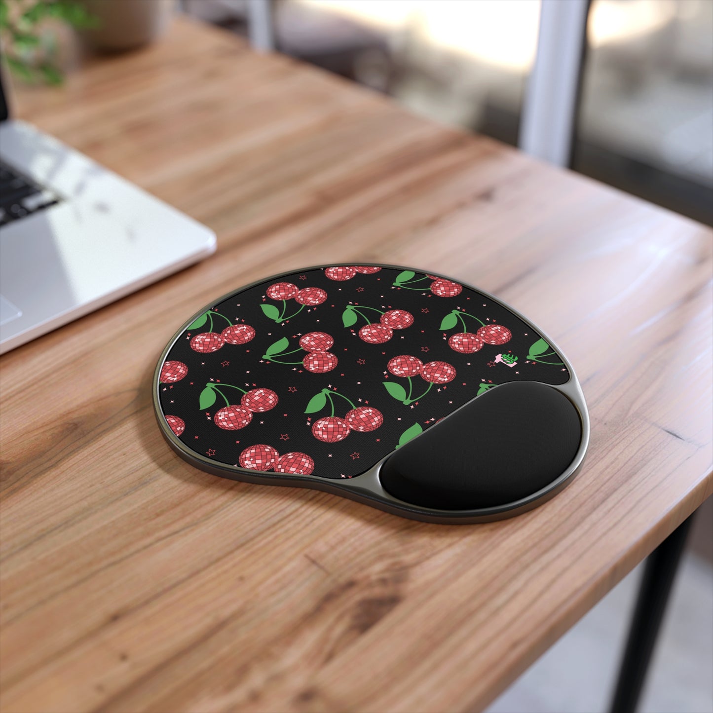 Cherry Disco Ball Mouse Pad With Wrist Rest Cute Desk Accessory Fruit Disco Ball Mousepad