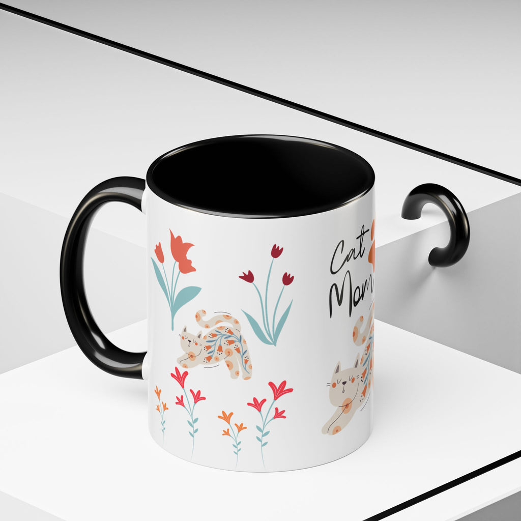 Coffee Mug - Black Accent, Cat Mom