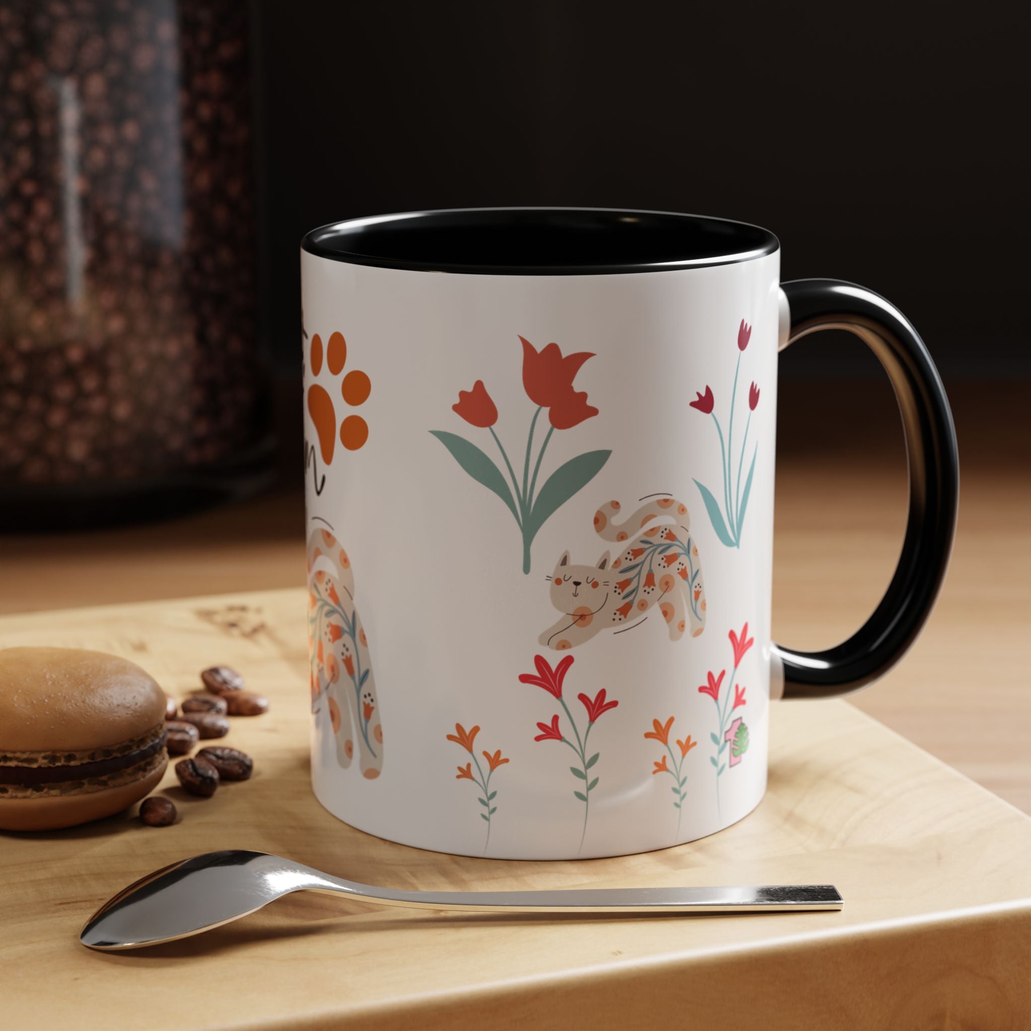 Coffee Mug - Black Accent, Cat Mom