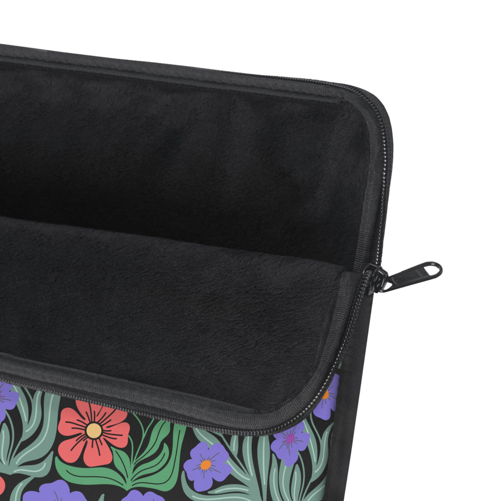 Botanical Print Laptop Sleeve: 15" Colorful Floral Pattern Padded Pouch