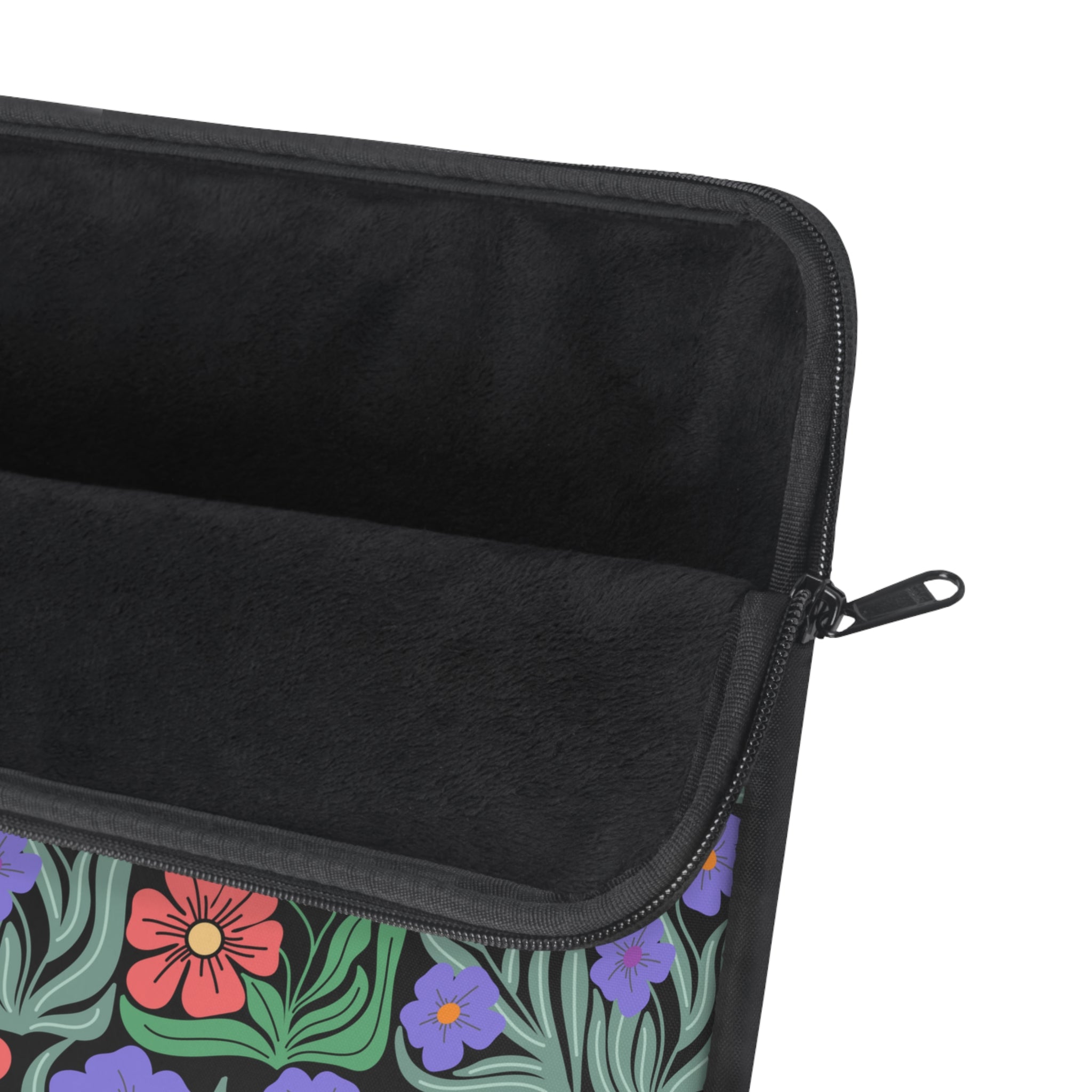 Botanical Print Laptop Sleeve: 15" Colorful Floral Pattern Padded Pouch