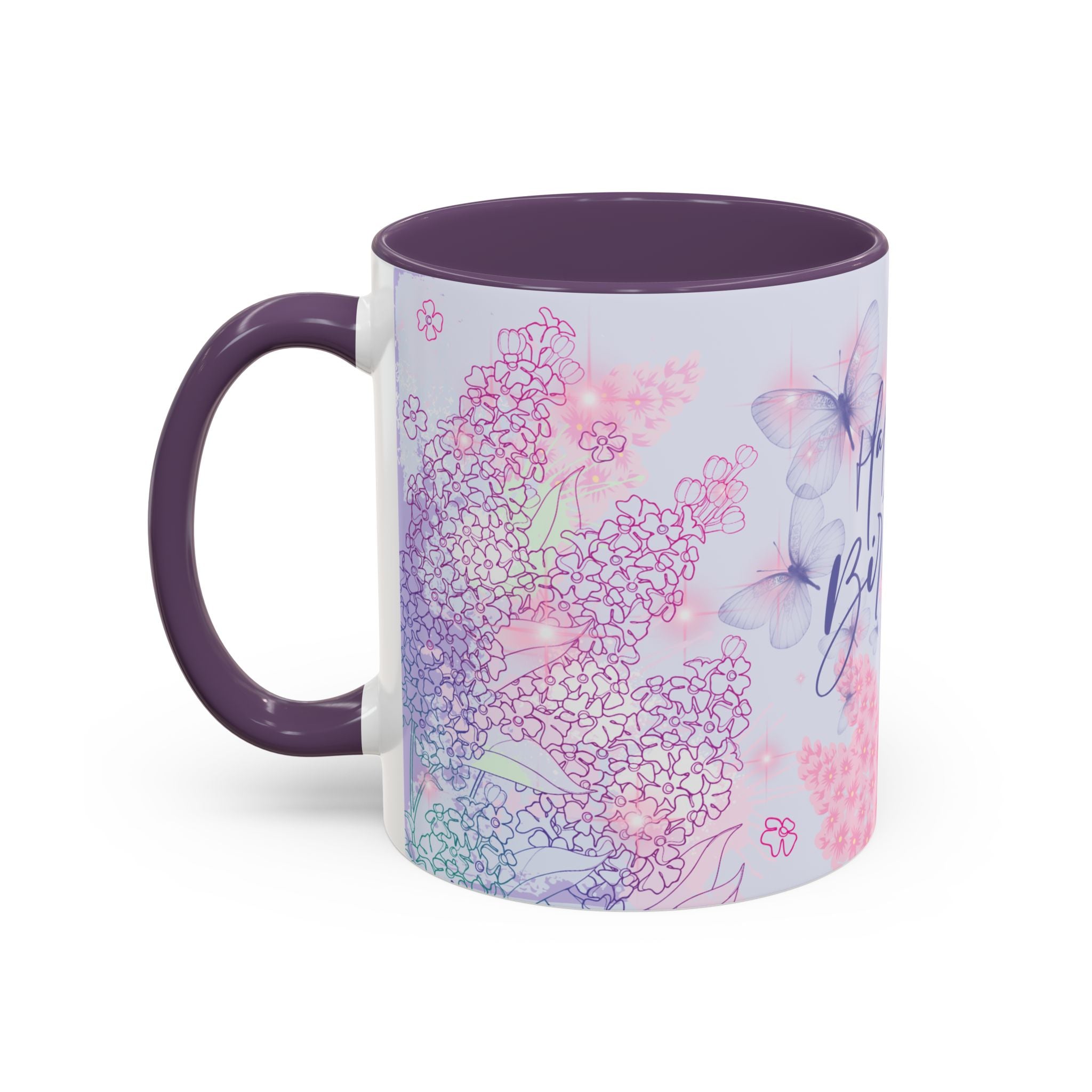 Coffee Mug - Purple Accent, Happy Birthday Mug