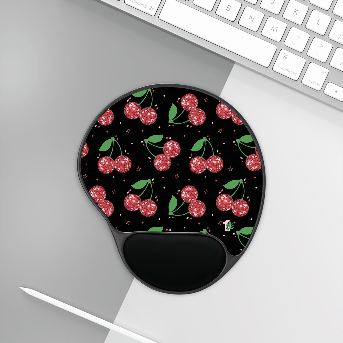 Cherry Disco Ball Mouse Pad With Wrist Rest Cute Desk Accessory Fruit Disco Ball Mousepad