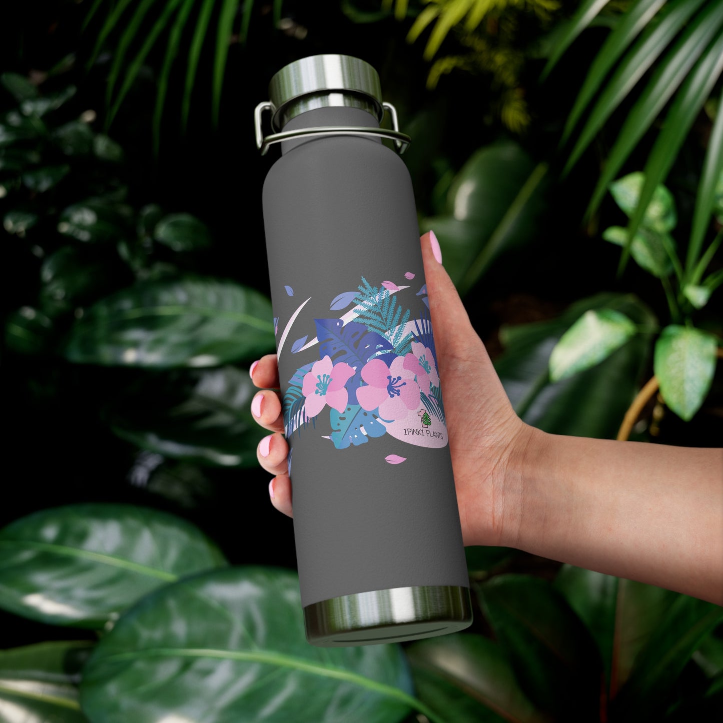 Tropical Plants Copper Vacuum Insulated Water Bottle, 22oz