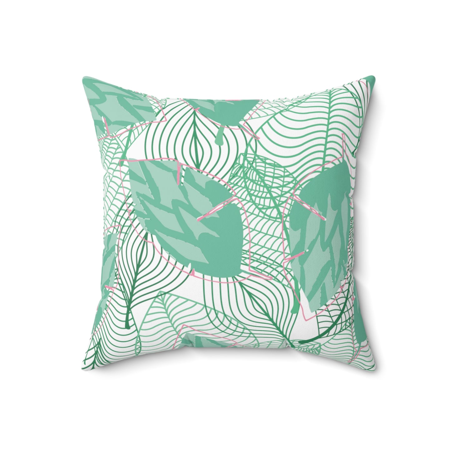 Square Pillow Green Leaves