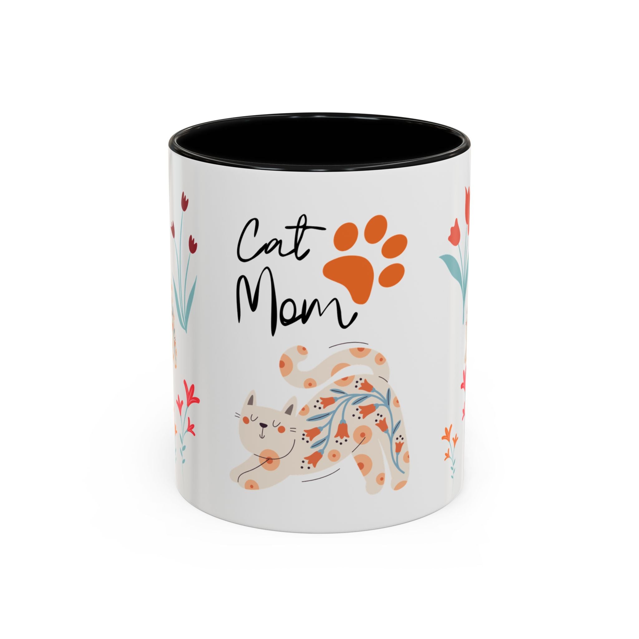 Coffee Mug - Black Accent, Cat Mom