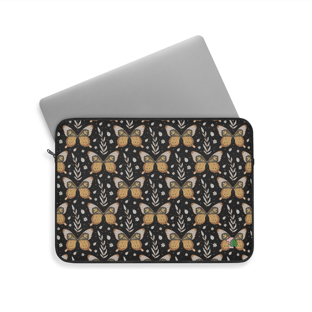 15" Laptop Sleeve - Black Boho Butterfly