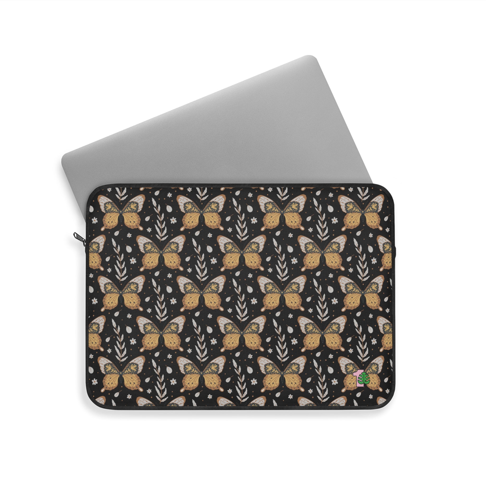 15" Laptop Sleeve - Black Boho Butterfly