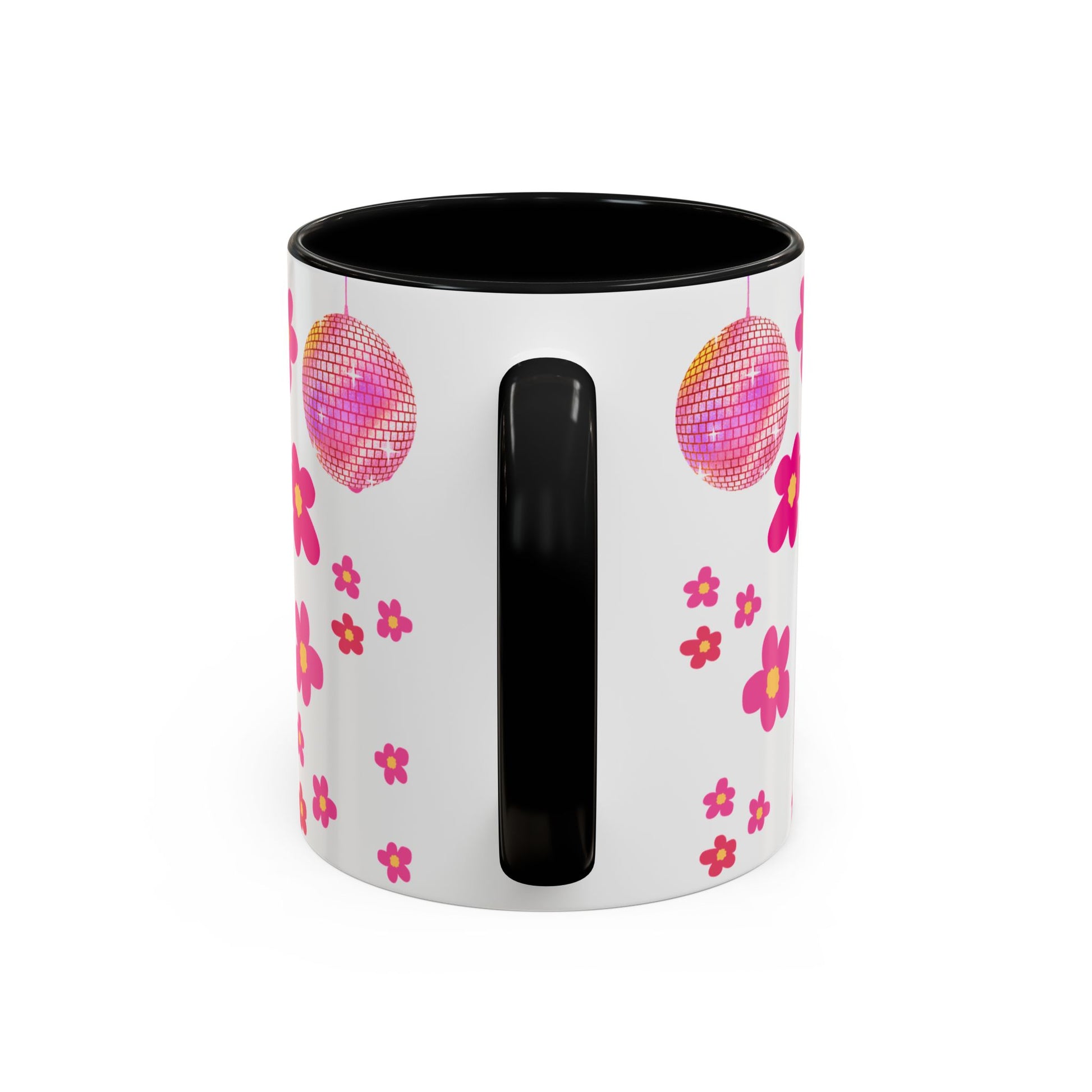 image of back of mug with black handle