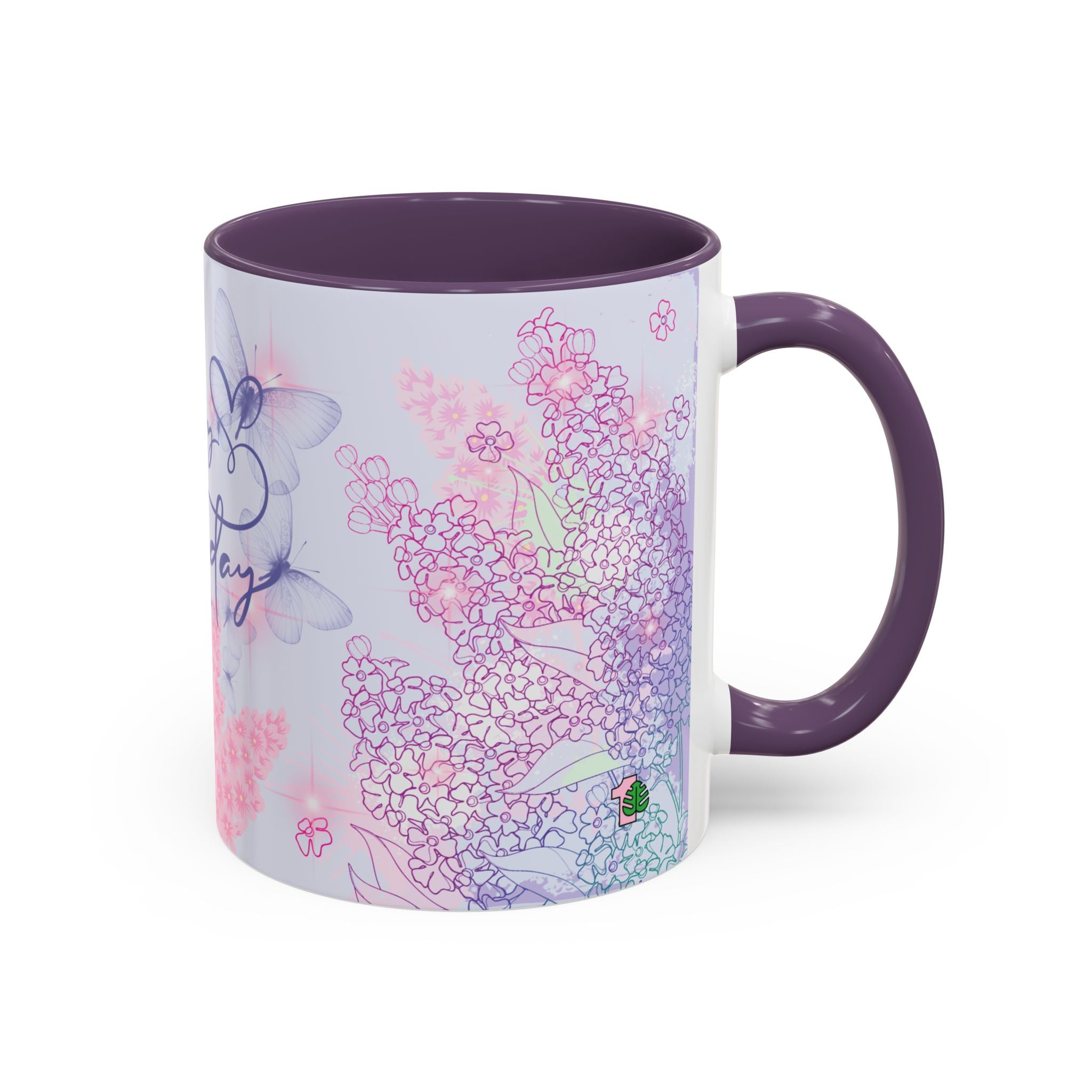 Coffee Mug - Purple Accent, Happy Birthday Mug