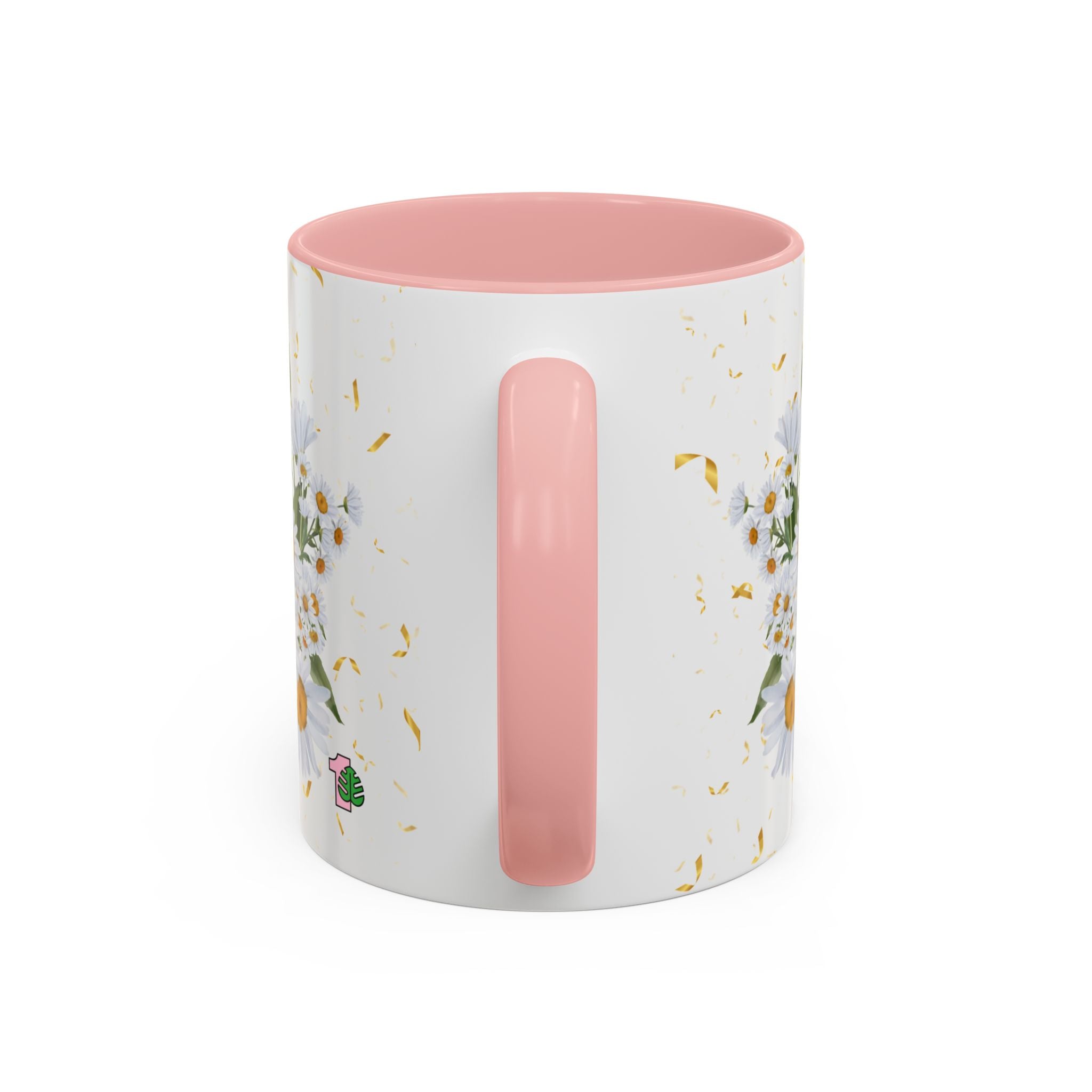 Coffee Mug - Pink Accent , Happy Birthday Chamomile Flower Mug
