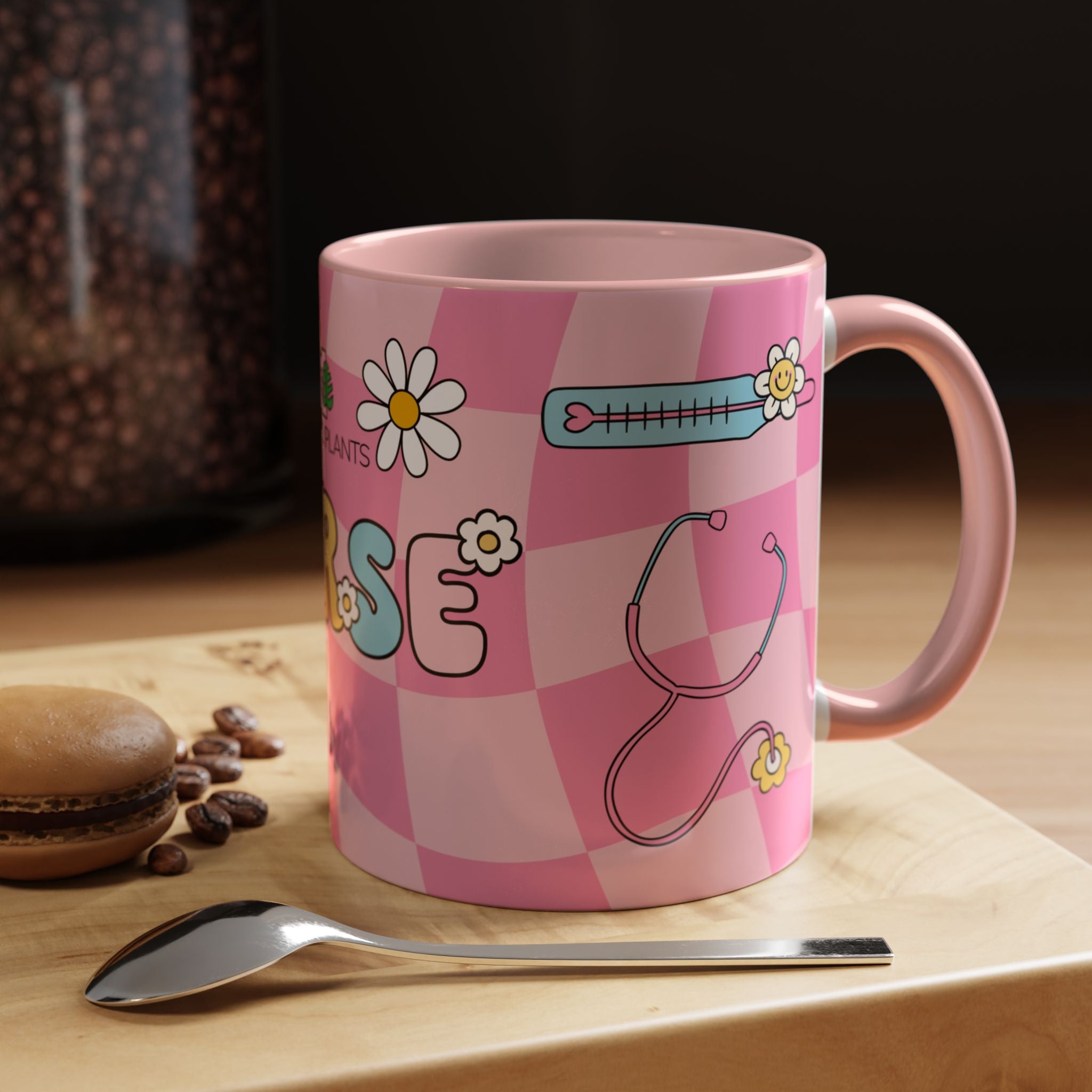 Coffee Mug - Pink Accent, Retro Nurse
