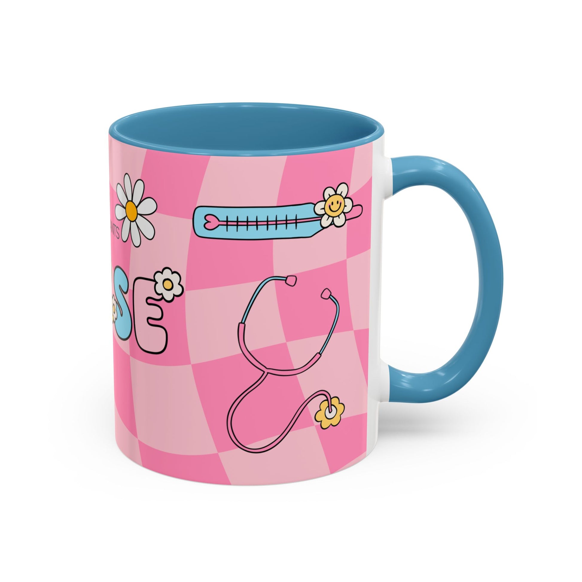 pink and blue mug for nurse