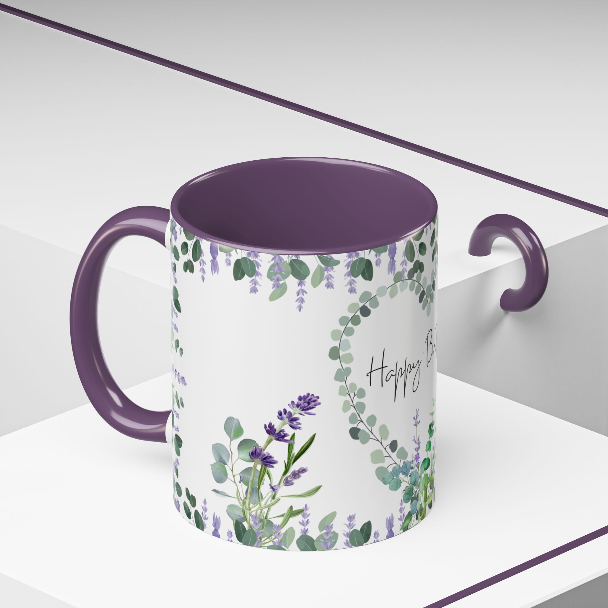 Coffee Mug - Purple Lavender Accent, Happy Birthday