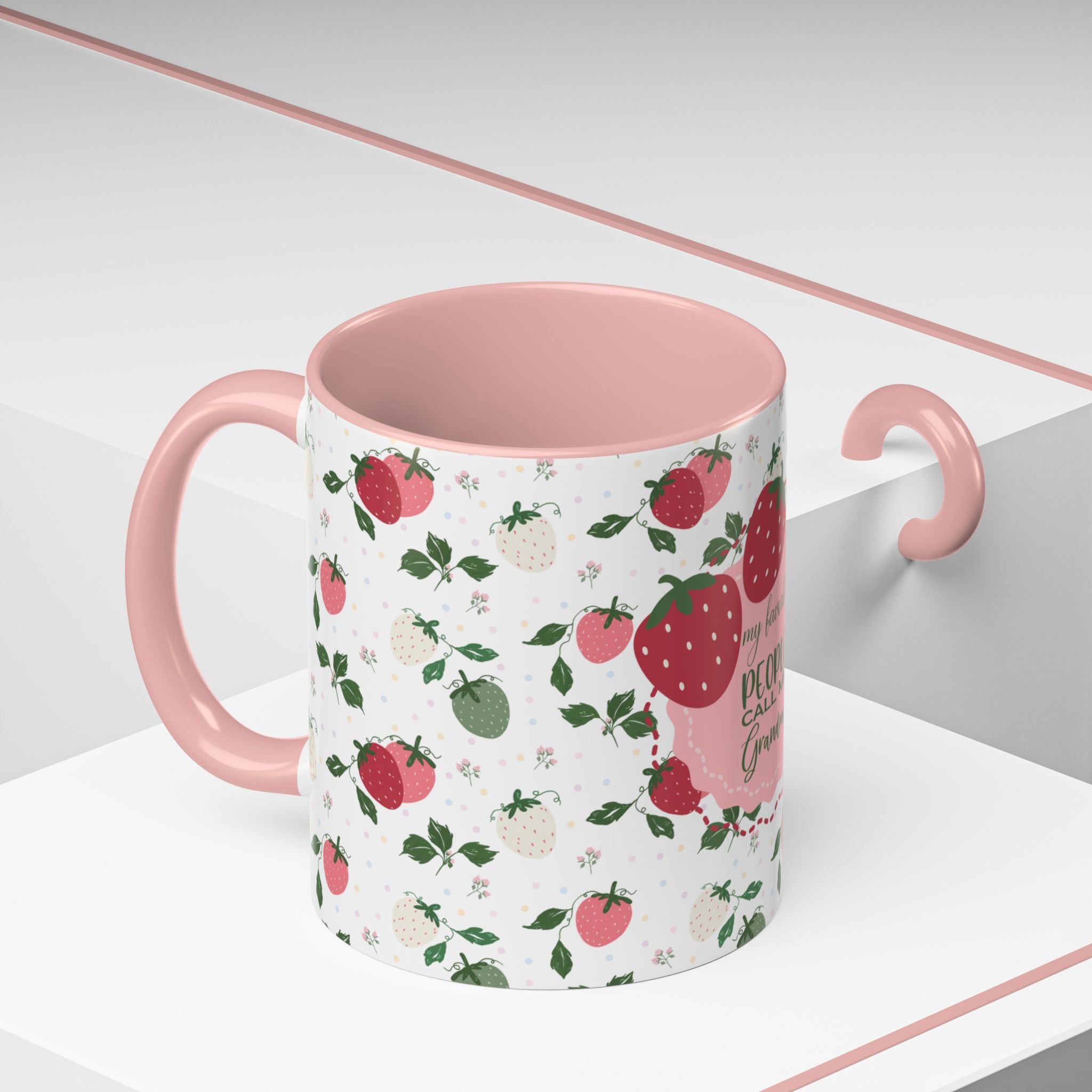 Coffee Mug - Pink Accent, Strawberry Grandma