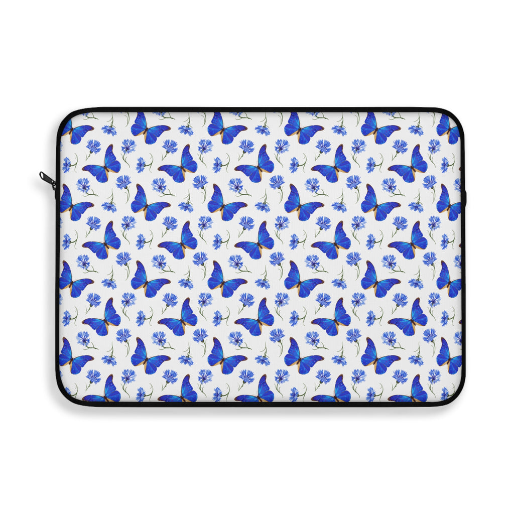 15" Laptop Sleeve - Blue Flowers and Butterflies
