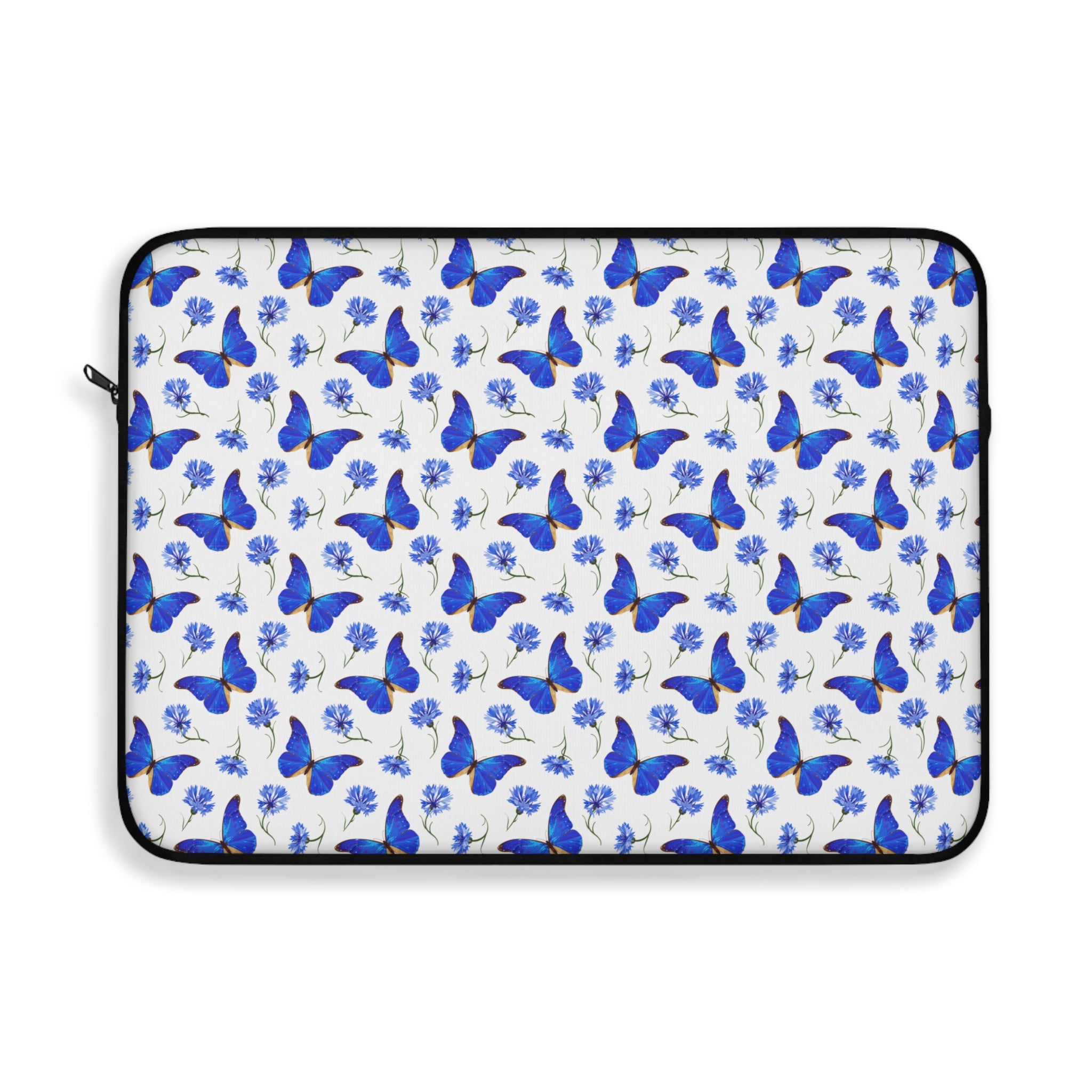 15" Laptop Sleeve - Blue Flowers and Butterflies