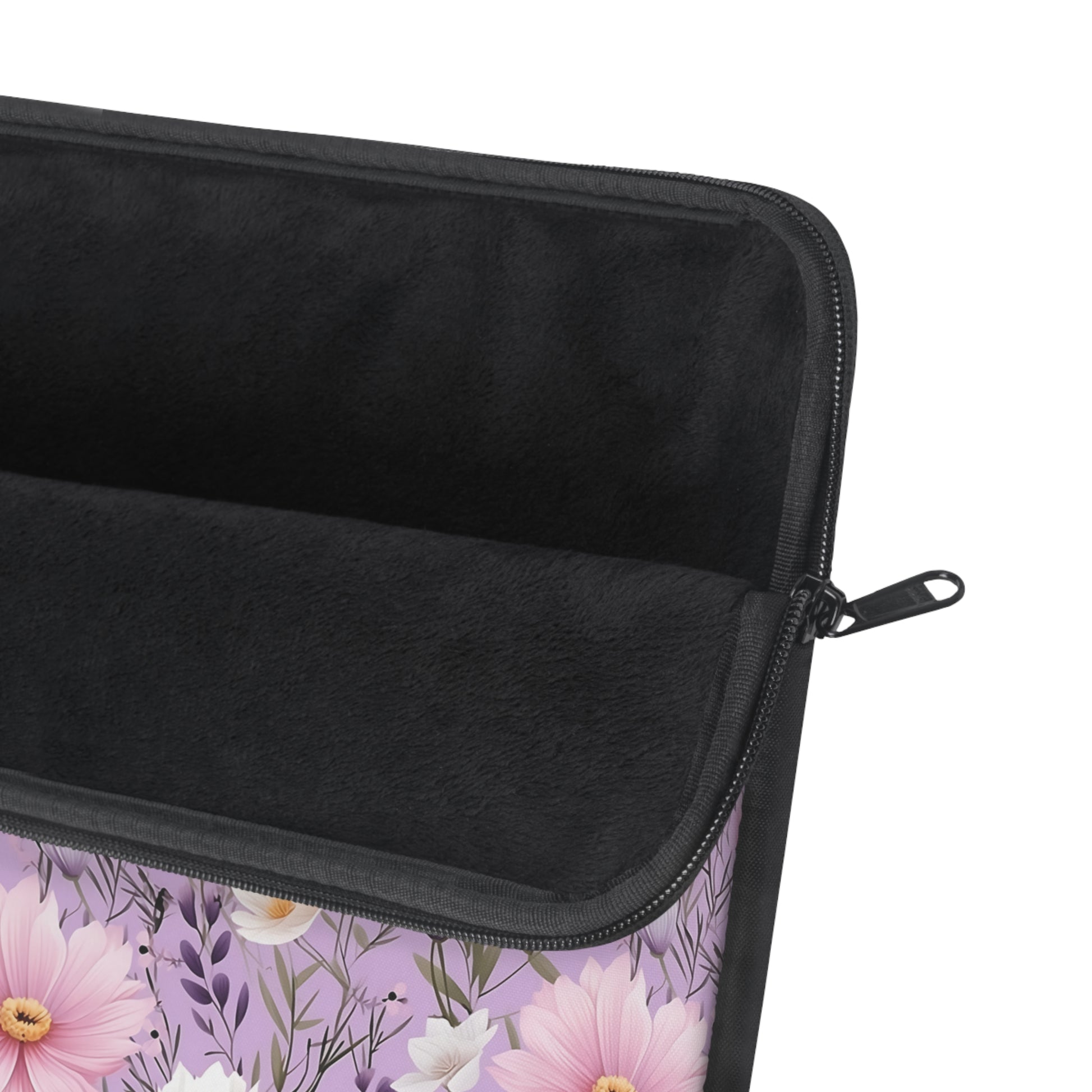 A spring color laptop sleeve with a floral design. Perfect gift for houseplant collectors and plant lovers.  The laptop sleeve also has a fleece inner compartment.