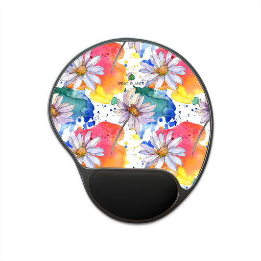 Watercolor Mouse Pad Watercolor Flower Mousepad With Wrist Rest Desk Accessory