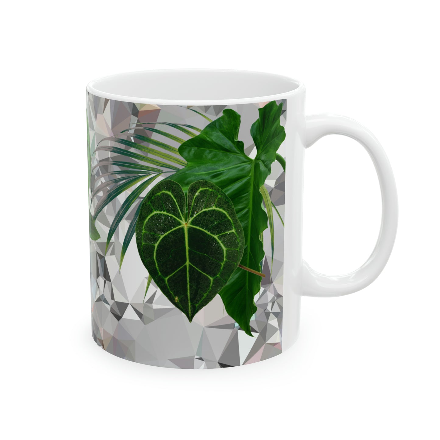 White Philodendron Ceramic Mug, 11oz Coffee Mug With Philodendron Pictures