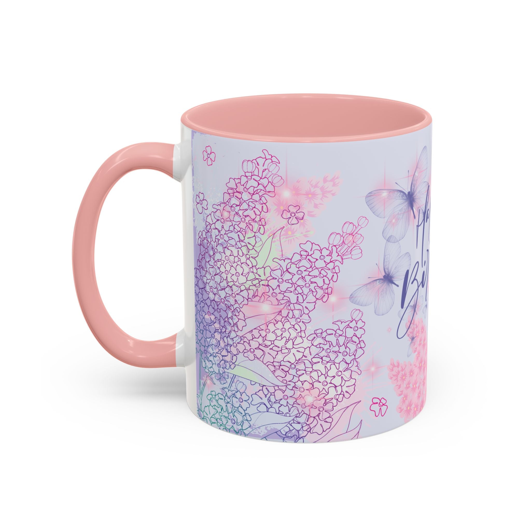 Coffee Mug - Pink Accent, Happy Birthday Mug