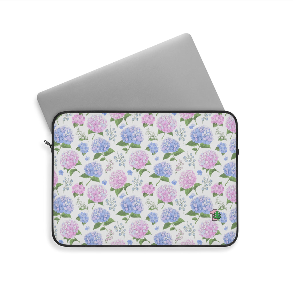 Laptop sleeve with floral pattern on a white background